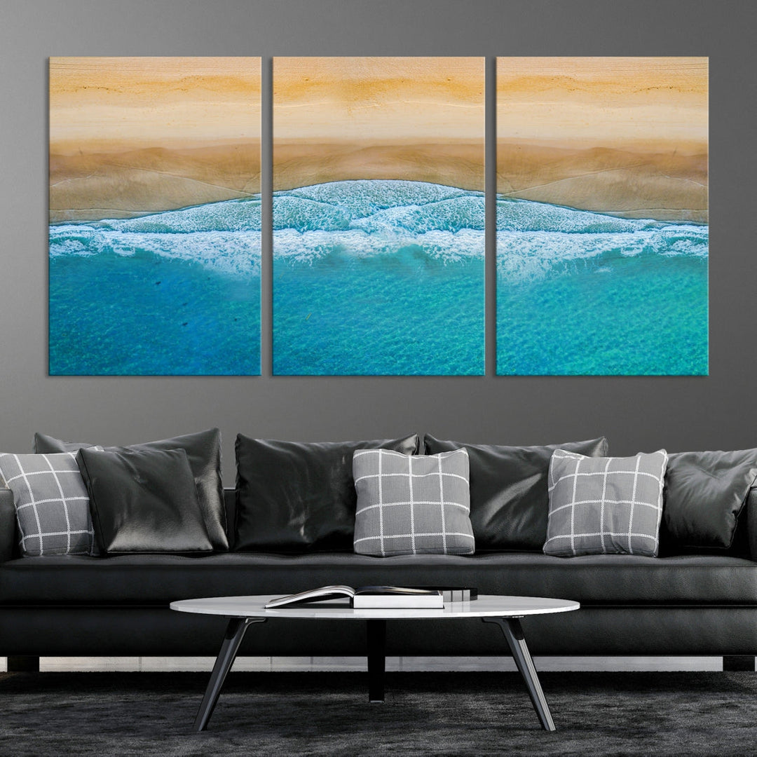 Large Aerial Beach Canvas Wall Art Print Aerial Ocean Photography Art Beach Art Nautical Art Framed Ready to Hang