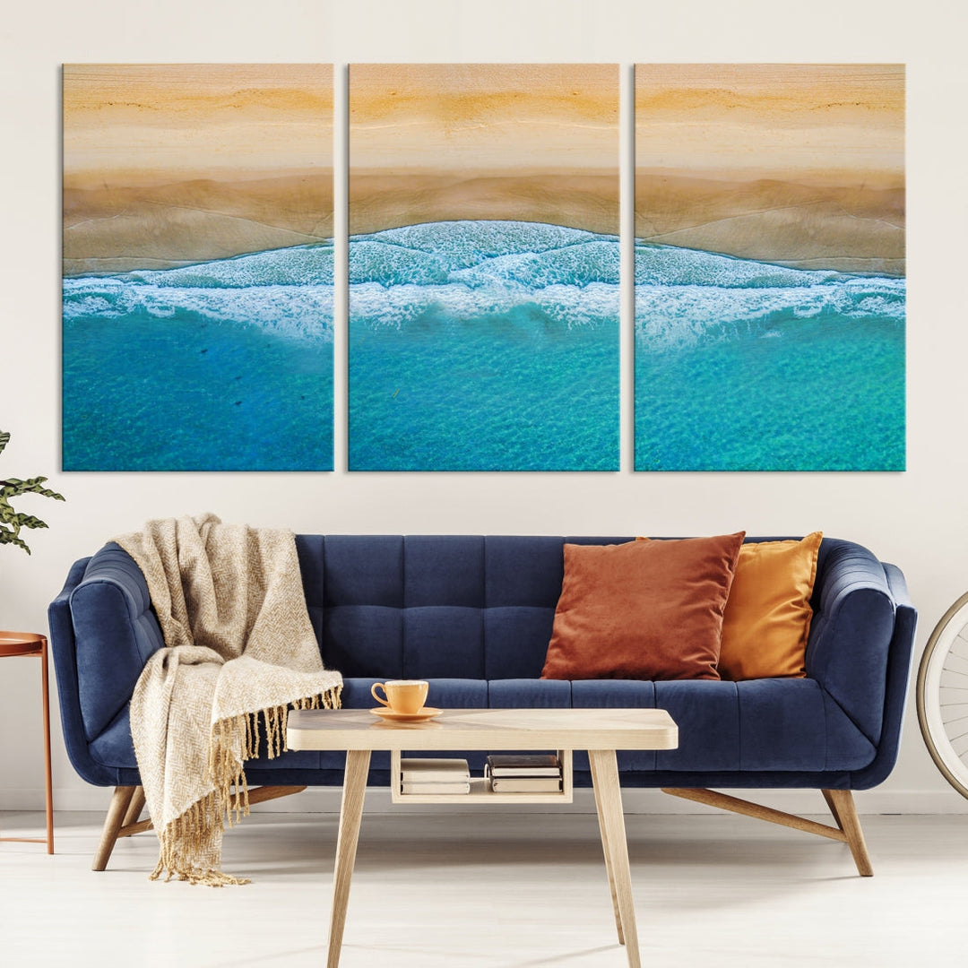 Large Aerial Beach Canvas Wall Art Print Aerial Ocean Photography Art Beach Art Nautical Art Framed Ready to Hang