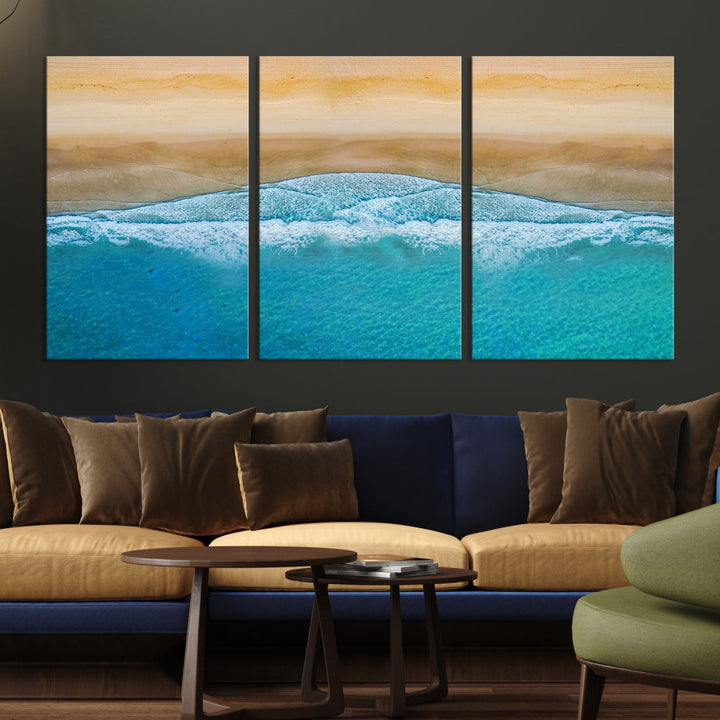 Large Aerial Beach Canvas Wall Art Print Aerial Ocean Photography Art Beach Art Nautical Art Framed Ready to Hang