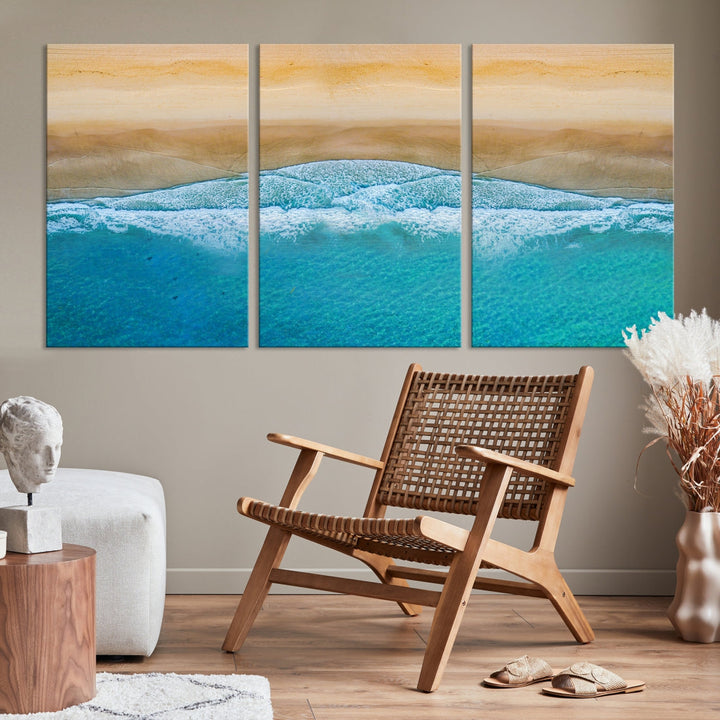 Large Aerial Beach Canvas Wall Art Print Aerial Ocean Photography Art Beach Art Nautical Art Framed Ready to Hang