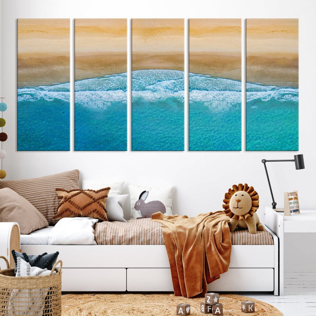 Large Aerial Beach Canvas Wall Art Print Aerial Ocean Photography Art Beach Art Nautical Art Framed Ready to Hang