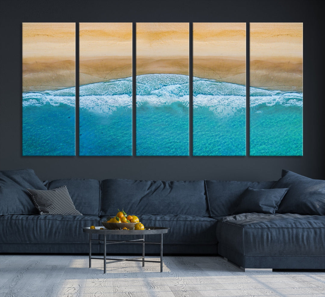 Large Aerial Beach Canvas Wall Art Print Aerial Ocean Photography Art Beach Art Nautical Art Framed Ready to Hang