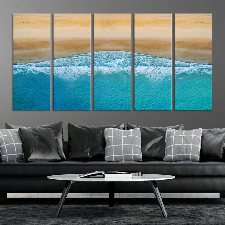 Large Aerial Beach Canvas Wall Art Print Aerial Ocean Photography Art Beach Art Nautical Art Framed Ready to Hang