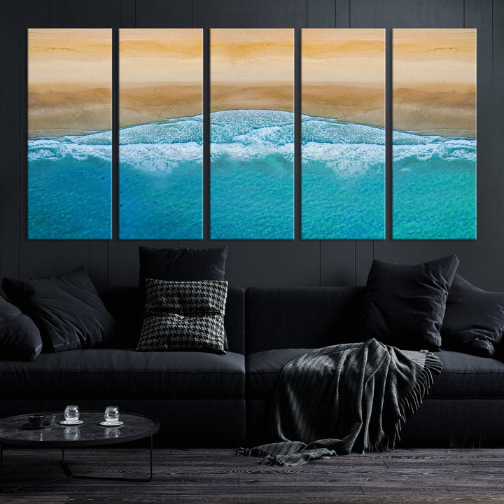 Large Aerial Beach Canvas Wall Art Print Aerial Ocean Photography Art Beach Art Nautical Art Framed Ready to Hang