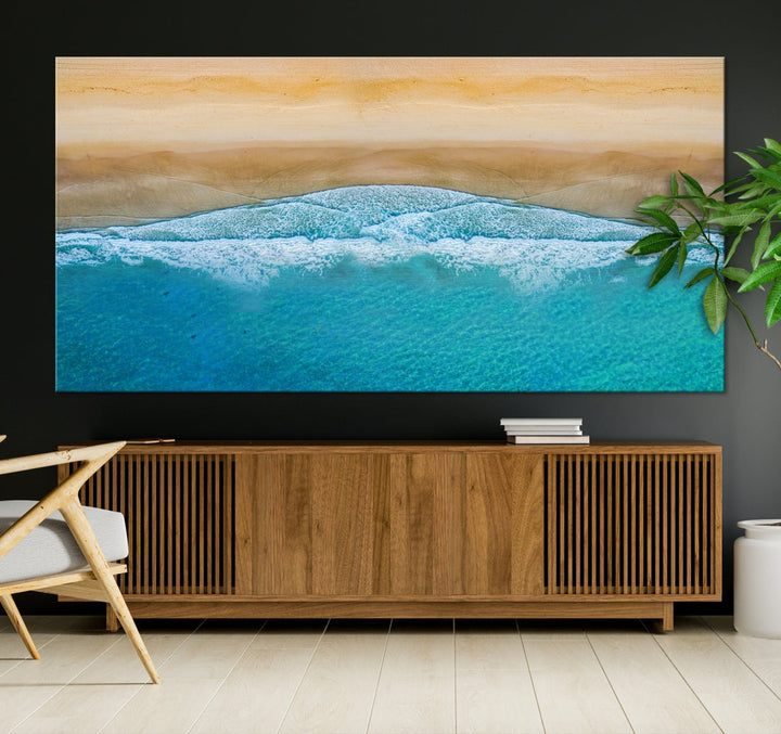 Large Aerial Beach Canvas Wall Art Print Aerial Ocean Photography Art Beach Art Nautical Art Framed Ready to Hang