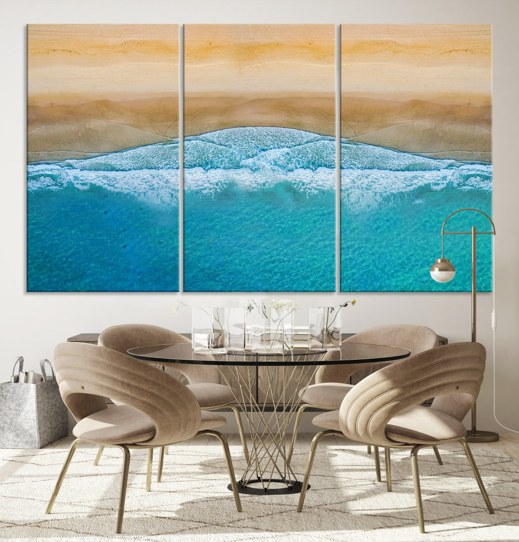 Large Aerial Beach Canvas Wall Art Print Aerial Ocean Photography Art Beach Art Nautical Art Framed Ready to Hang