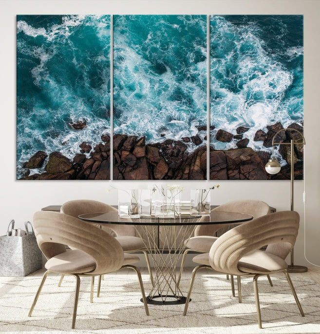 Large Aerial Ocean Wall Art Canvas Print