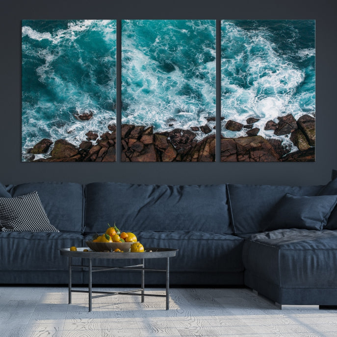 Large Aerial Ocean Wall Art Canvas Print