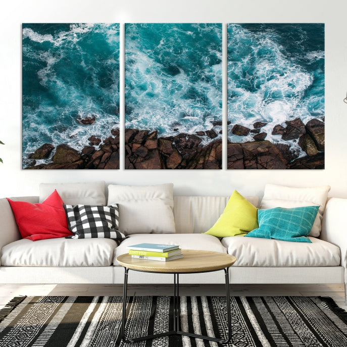 Large Aerial Ocean Wall Art Canvas Print