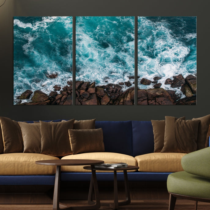 Large Aerial Ocean Wall Art Canvas Print