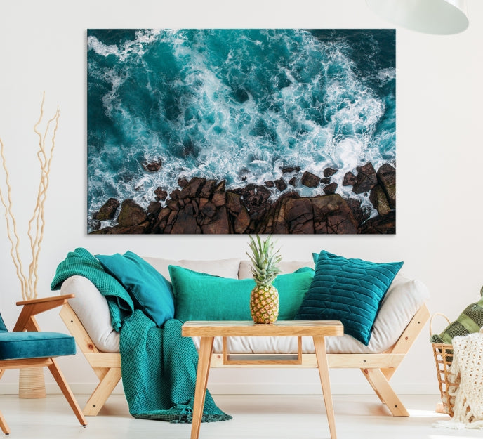 Large Aerial Ocean Wall Art Canvas Print