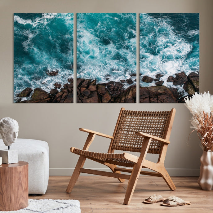 Large Aerial Ocean Wall Art Canvas Print