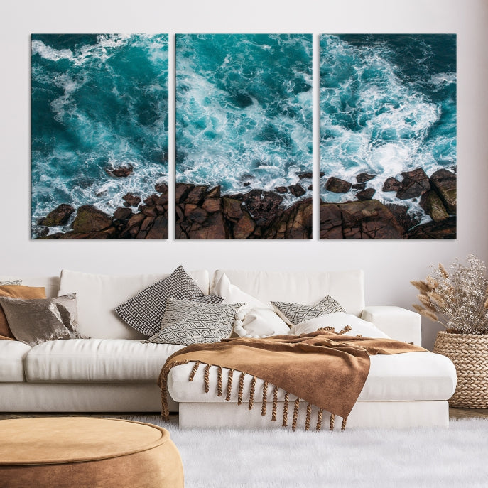 Large Aerial Ocean Wall Art Canvas Print