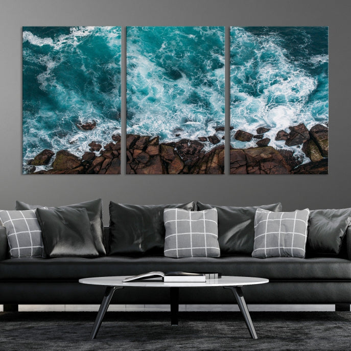 Large Aerial Ocean Wall Art Canvas Print