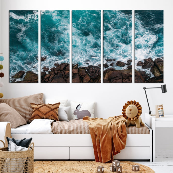 Large Aerial Ocean Wall Art Canvas Print