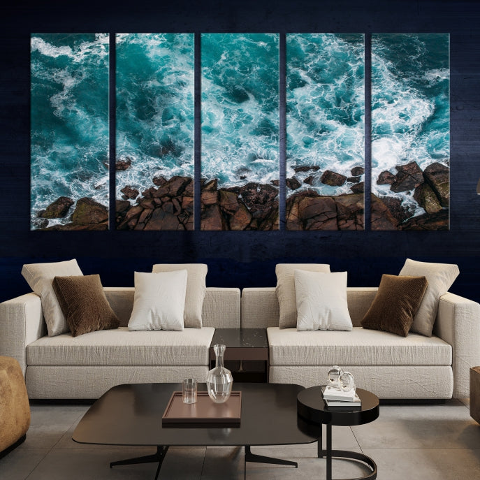 Large Aerial Ocean Wall Art Canvas Print