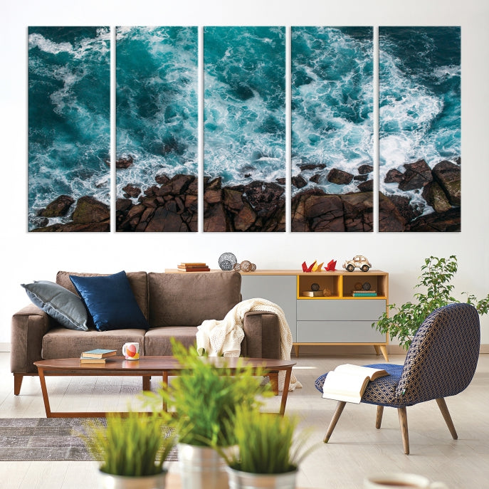 Large Aerial Ocean Wall Art Canvas Print