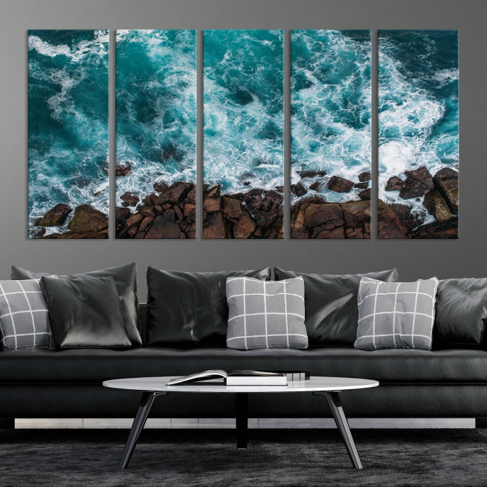 Large Aerial Ocean Wall Art Canvas Print