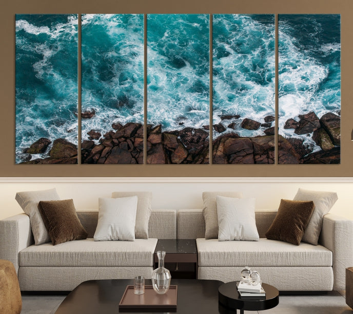 Large Aerial Ocean Wall Art Canvas Print