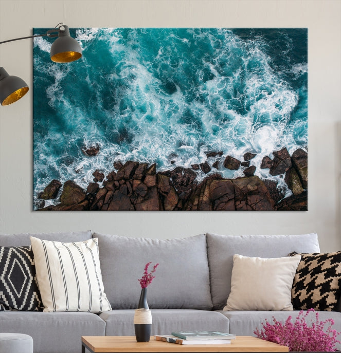 Large Aerial Ocean Wall Art Canvas Print