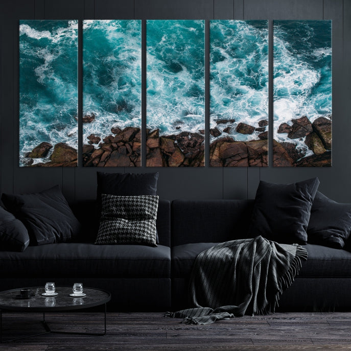 Large Aerial Ocean Wall Art Canvas Print