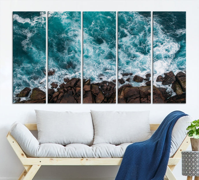 Large Aerial Ocean Wall Art Canvas Print