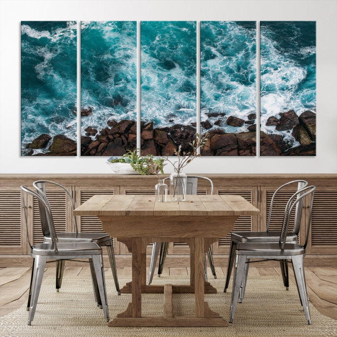 Large Aerial Ocean Wall Art Canvas Print