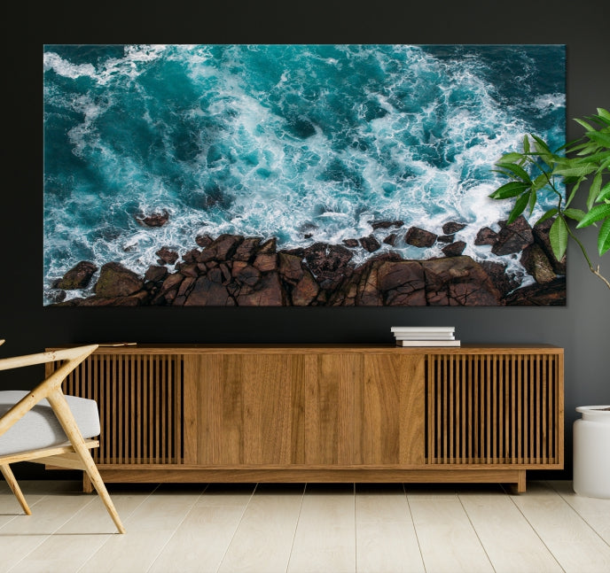 Large Aerial Ocean Wall Art Canvas Print