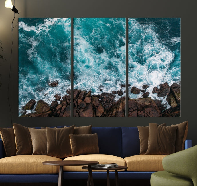 Large Aerial Ocean Wall Art Canvas Print