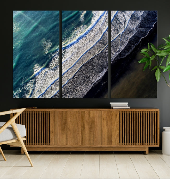 Large Aerial Seashore Ocean Wall Art Canvas Print