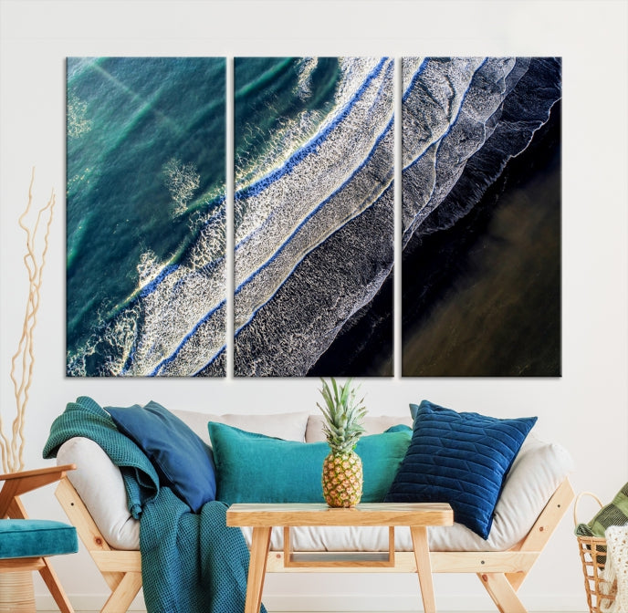 Large Aerial Seashore Ocean Wall Art Canvas Print