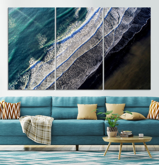 Large Aerial Seashore Ocean Wall Art Canvas Print