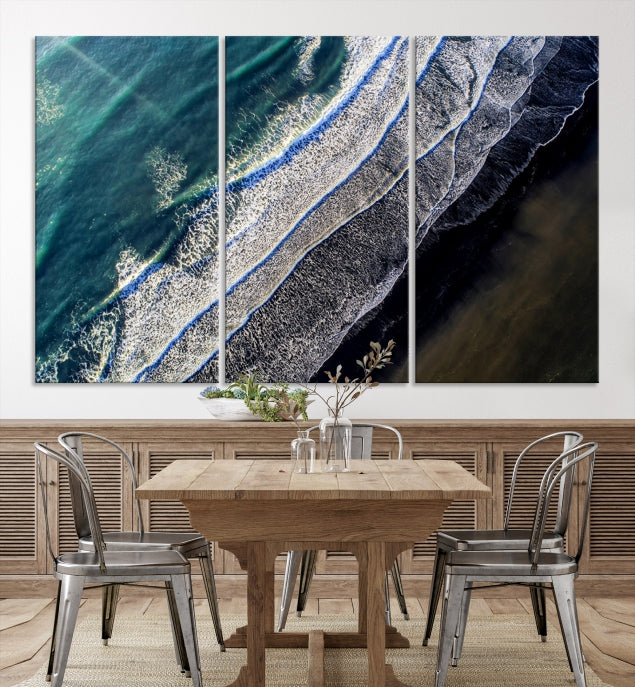 Large Aerial Seashore Ocean Wall Art Canvas Print