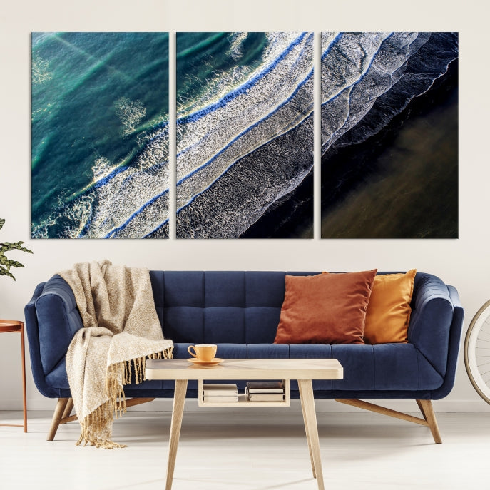 Large Aerial Seashore Ocean Wall Art Canvas Print