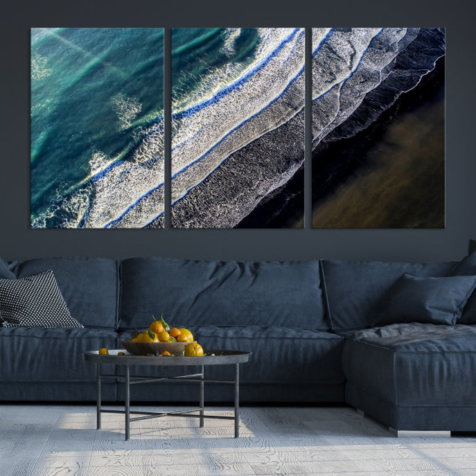 Large Aerial Seashore Ocean Wall Art Canvas Print