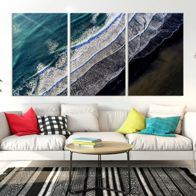 Large Aerial Seashore Ocean Wall Art Canvas Print