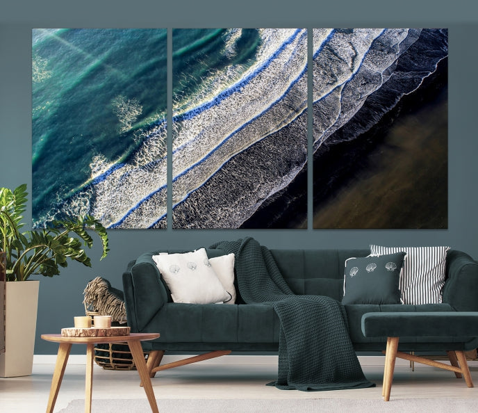 Large Aerial Seashore Ocean Wall Art Canvas Print