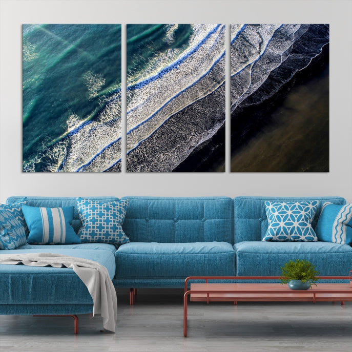 Large Aerial Seashore Ocean Wall Art Canvas Print