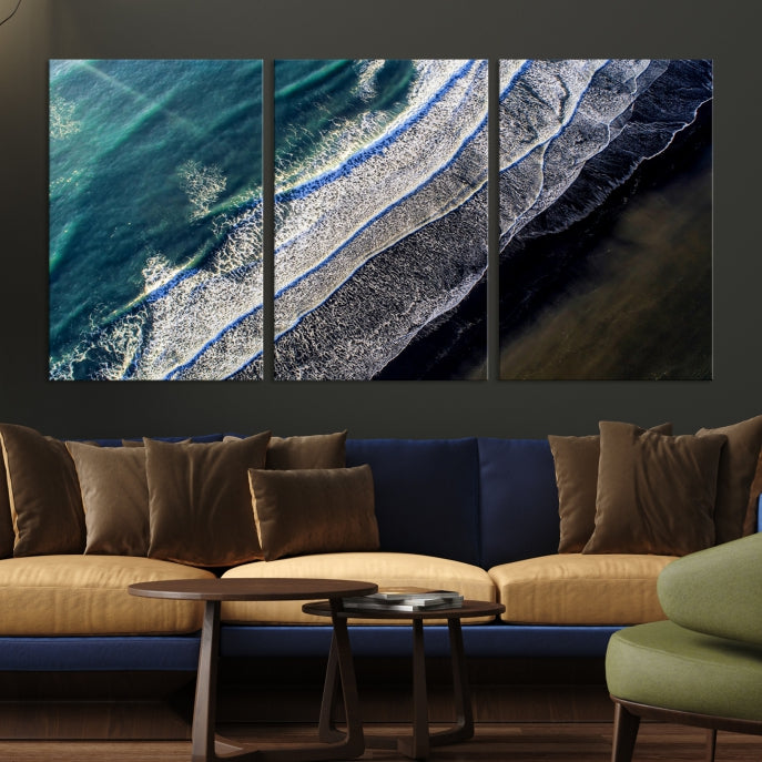 Large Aerial Seashore Ocean Wall Art Canvas Print