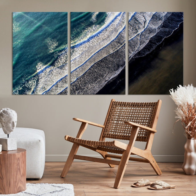 Large Aerial Seashore Ocean Wall Art Canvas Print