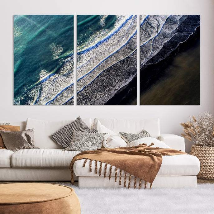 Large Aerial Seashore Ocean Wall Art Canvas Print