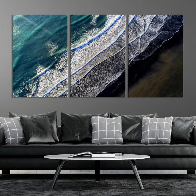 Large Aerial Seashore Ocean Wall Art Canvas Print