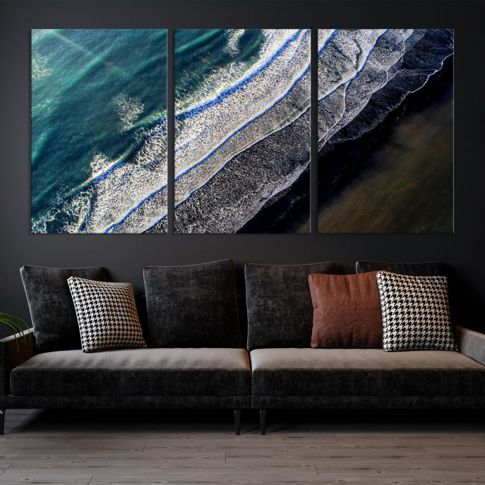 Large Aerial Seashore Ocean Wall Art Canvas Print