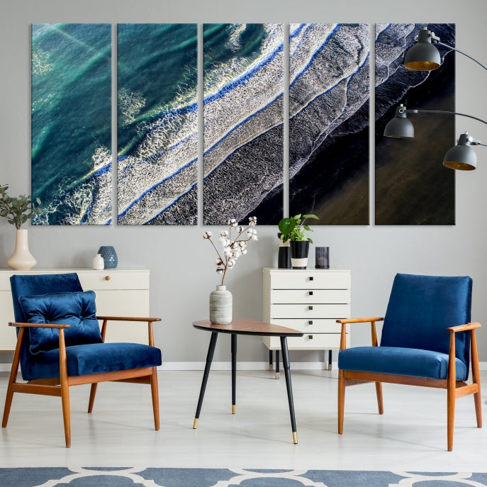 Large Aerial Seashore Ocean Wall Art Canvas Print