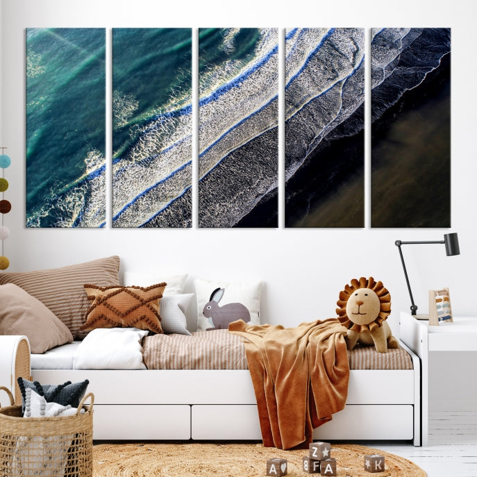 Large Aerial Seashore Ocean Wall Art Canvas Print