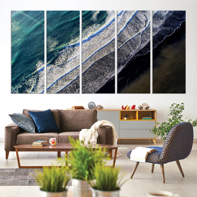 Large Aerial Seashore Ocean Wall Art Canvas Print