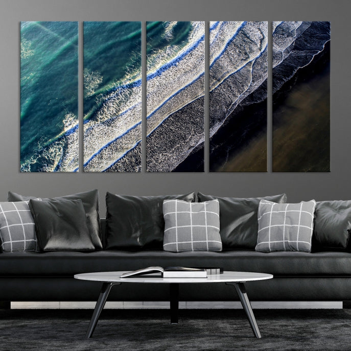 Large Aerial Seashore Ocean Wall Art Canvas Print