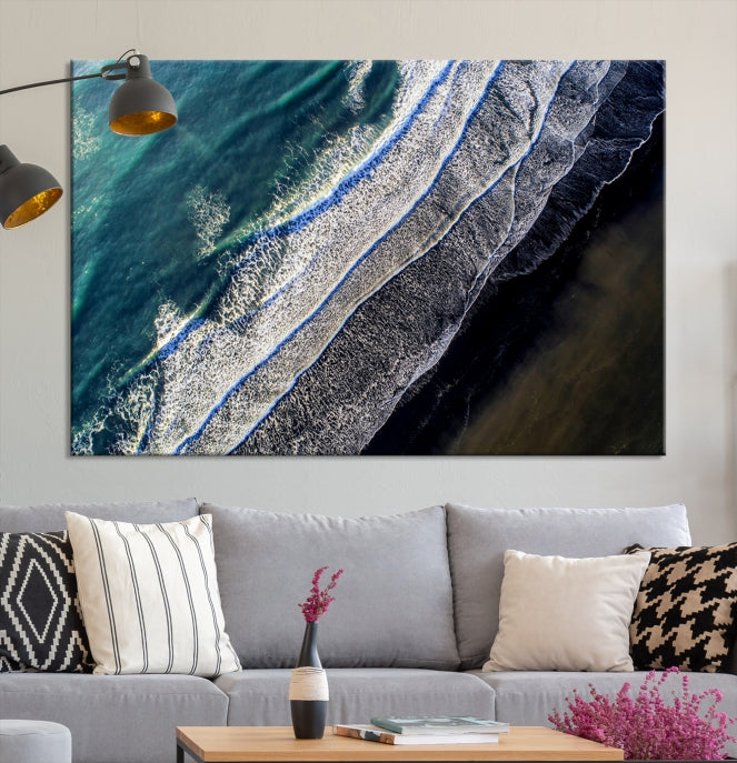 Large Aerial Seashore Ocean Wall Art Canvas Print