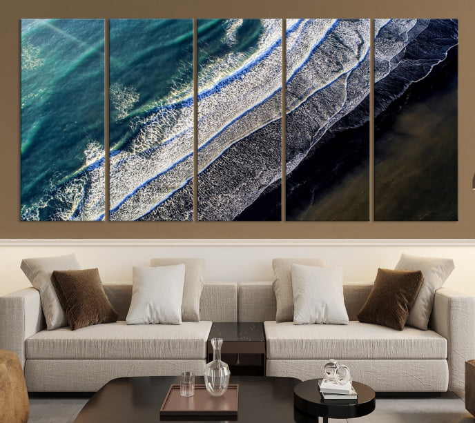 Large Aerial Seashore Ocean Wall Art Canvas Print