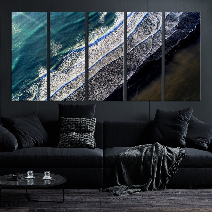 Large Aerial Seashore Ocean Wall Art Canvas Print